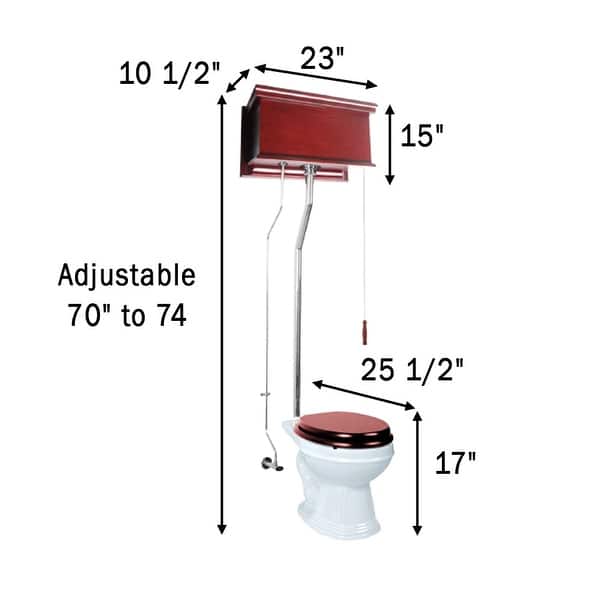 High Tank Toilet Cherry Flat Tank, Round Bowl and L Pipes Renovators